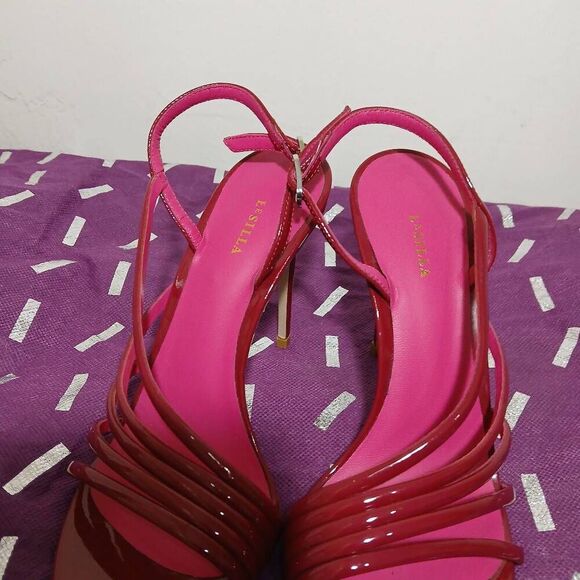 Le silla womens size 38 us 6.5 maroon slingback pump stiletto sandals Italian - Picture 3 of 8